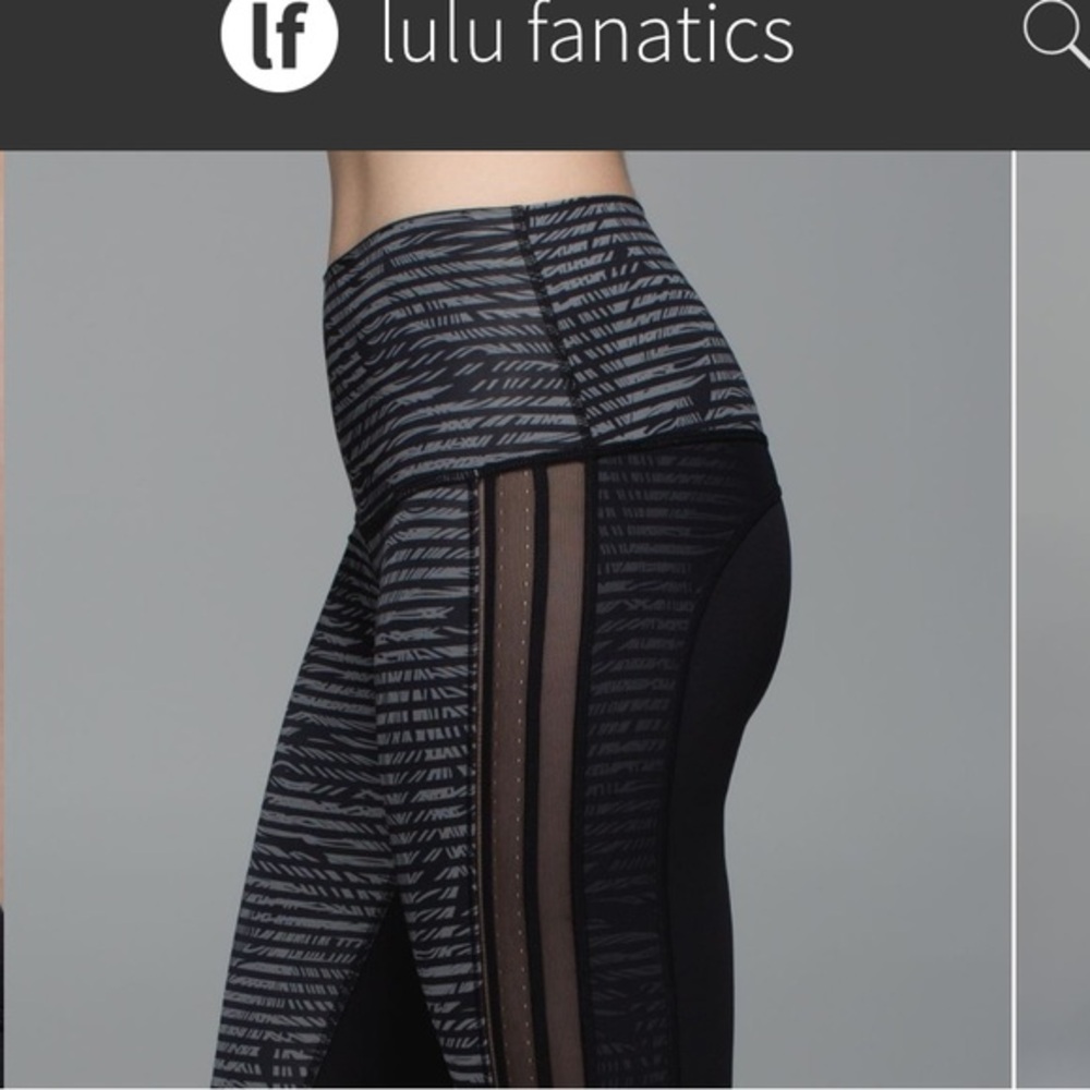 Lululemon Wunder Under High Rise Pant ~Sz 4 Stripe Play Slate Black Full Length